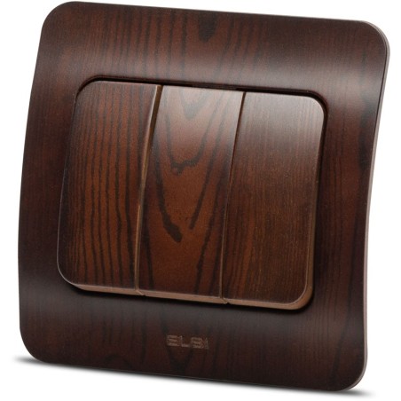 Aparataj doza rotunda, Jazz întrerupator trimplu, nuc închis, Elbi -2, dioda.ro