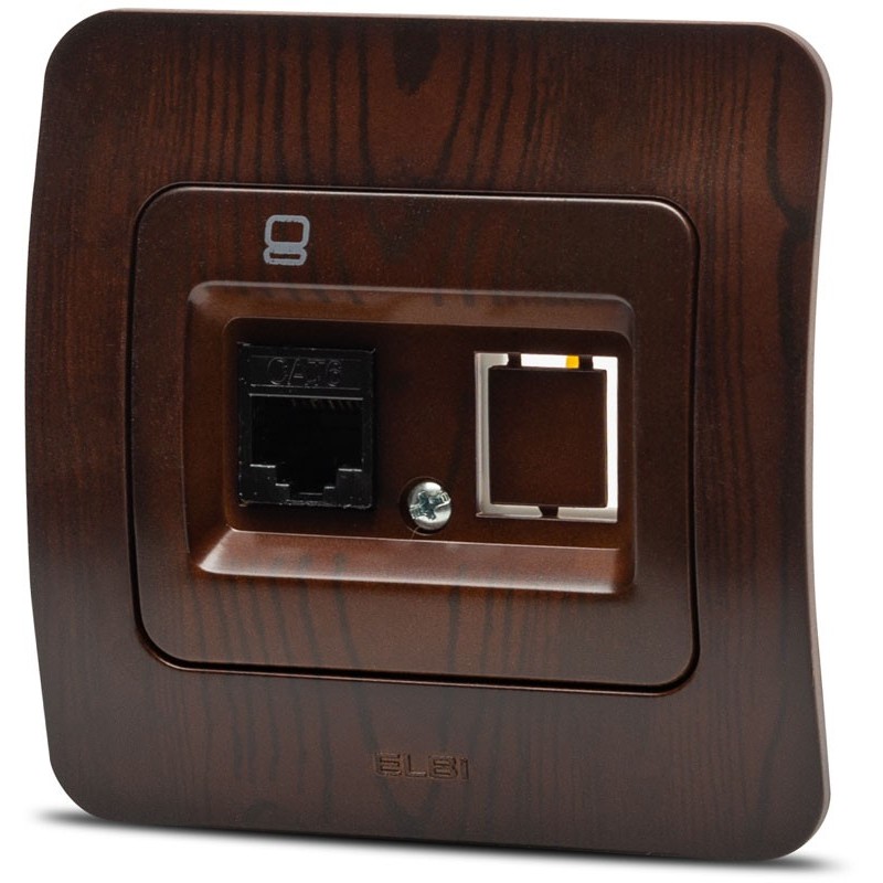 Jazz priza UTP 1XRJ45, nuc închis, Elbi Aparataj doza rotunda, Jazz priza UTP 1XRJ45, nuc închis, Elbi -2, dioda.ro
