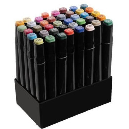 Jucarii, Set 40 markere 2 capete subtire si gros, cu geanta de depozitare, multicolore -1, dioda.ro