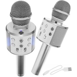 Microfon karaoke cu difuzor argintiu