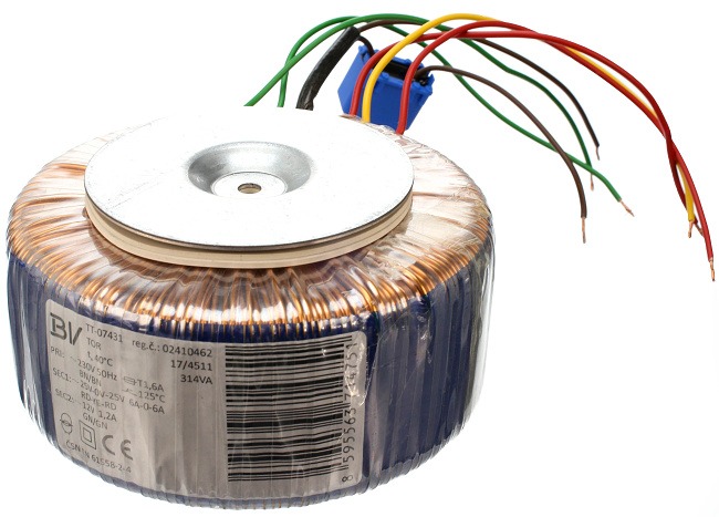 Transformator toroidal 314VA 25/0 / 25V - 6A, 12V - 1.2A (145/68) potrivit pentru Kit TIPA PT003B / 6
